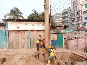 heavy sheet pile drive work on going at e 1 zone. ctg.